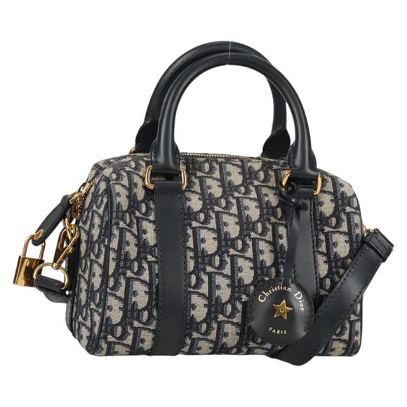 DIOR Trotter Canvas Hand Bag Navy Gold - Picture 1 of 14